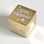 Geschenkschachtel Würfel 4x4 cm merry christmas gold