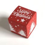 Geschenkschachtel Würfel 4x4 cm merry christmas rot