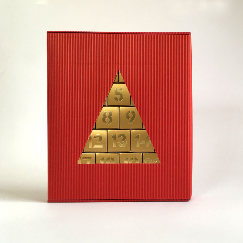 Adventskalender gold mit Geschenkkarton