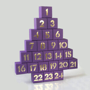 Adventskalender violett, zum Bef&uuml;llen